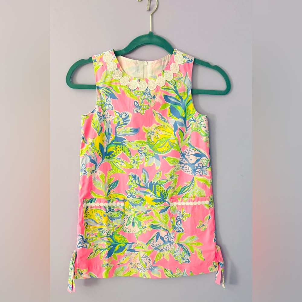 Lilly Pulitzer Pink and White Floral Dress Girls Size 8